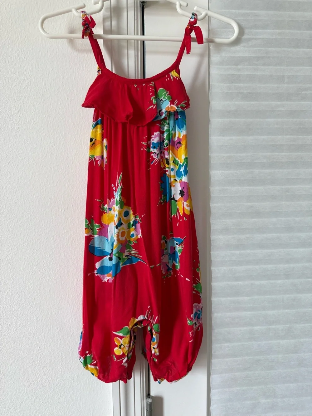 Ralph Lauren Red Floral Tie-Shoulder Romper